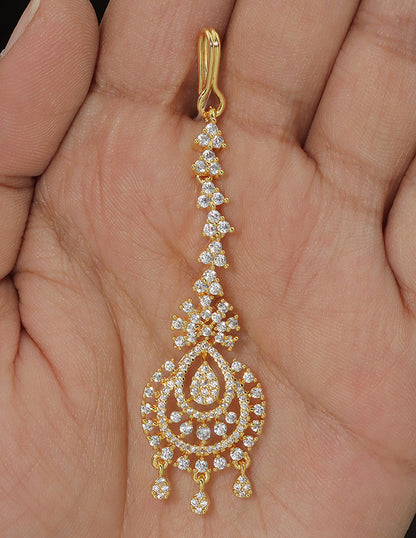 Designer Zirconia Floral Shaped Maang Tikka