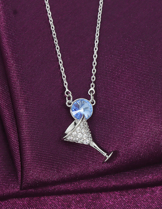 Swarovski Crystal Blue Martini Spark Chain Pendant