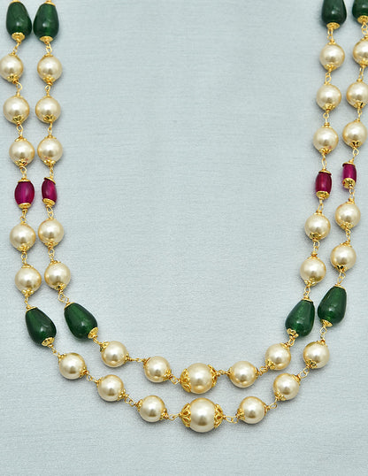 Designer 2-Lines Pearls and Beads Mala