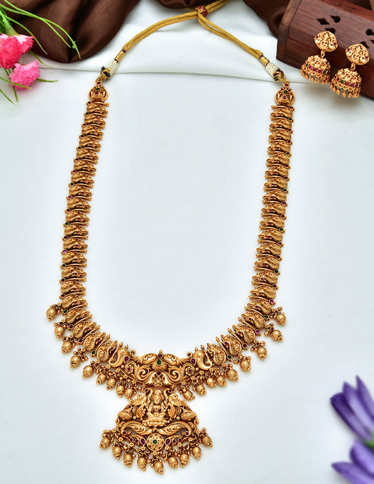 Antique Kempu Long Necklace Set