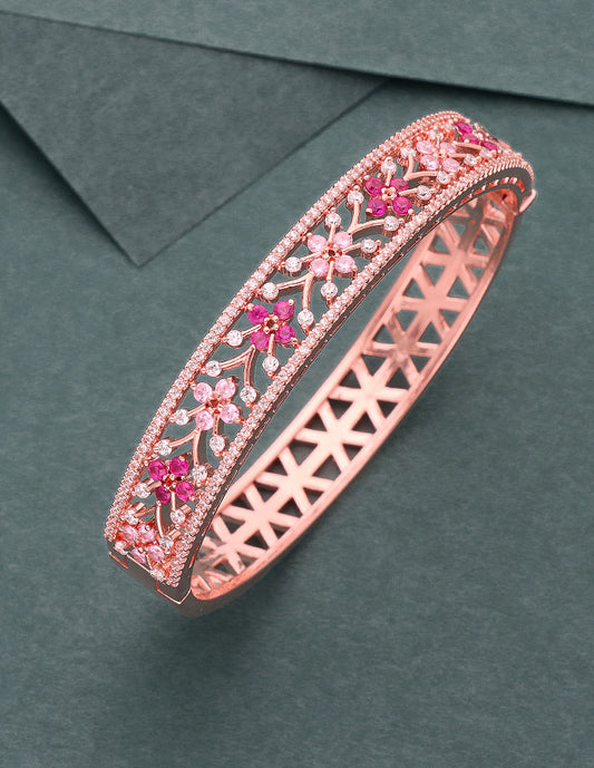 Zirconia Rose Gold Polish Kada Bracelet
