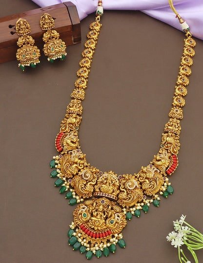 Designer Matt Ruby Kempu Long Haaram Set