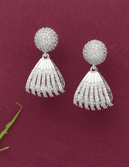 Zirconia Rhodhium Polish Dangler Earrings