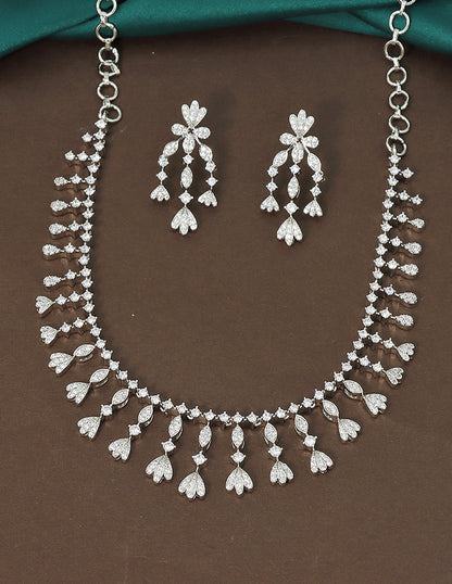 Designer Rhodium Polish Zirconia Necklace Set
