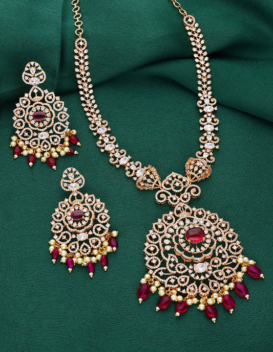 Designer Carat Polish Zirconia Necklace Set