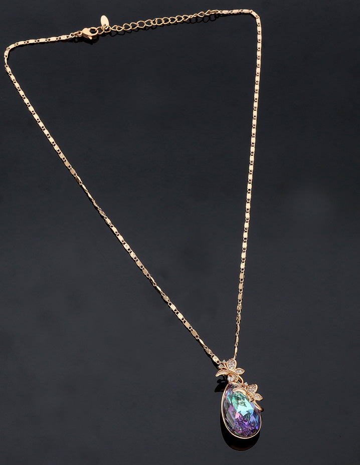Swarovski Crystal Teardrop Chain Pendant – Violet & Purple Designer Fashion  Jewellery