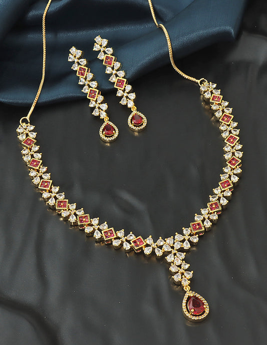 Designer Gold Polish Zirconia Necklace Set