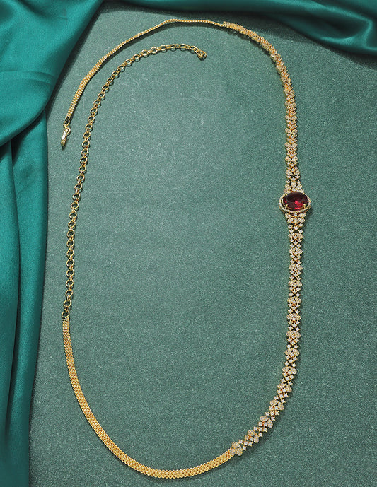 Designer Gold Polish Zirconia Chain Vaddanam
