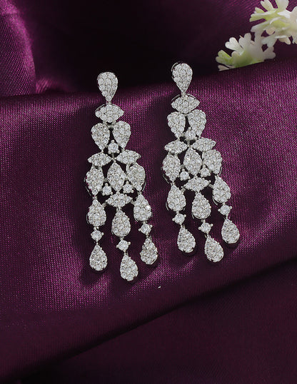Designer Zirconia Floral Cascade Sparkle Earrings