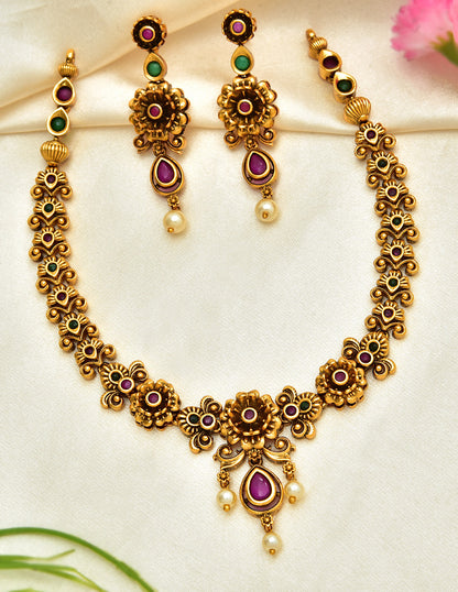 Antique Kempu Necklace Set