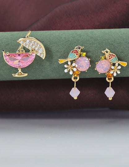 Designer Zirconia Earrings and Brooch Combo