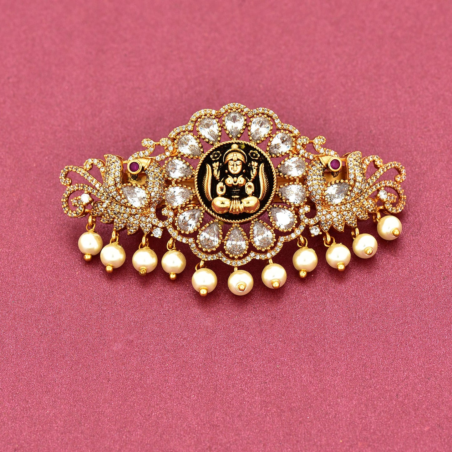 Antique Lakshmi Devi Zirconia Hair clip
