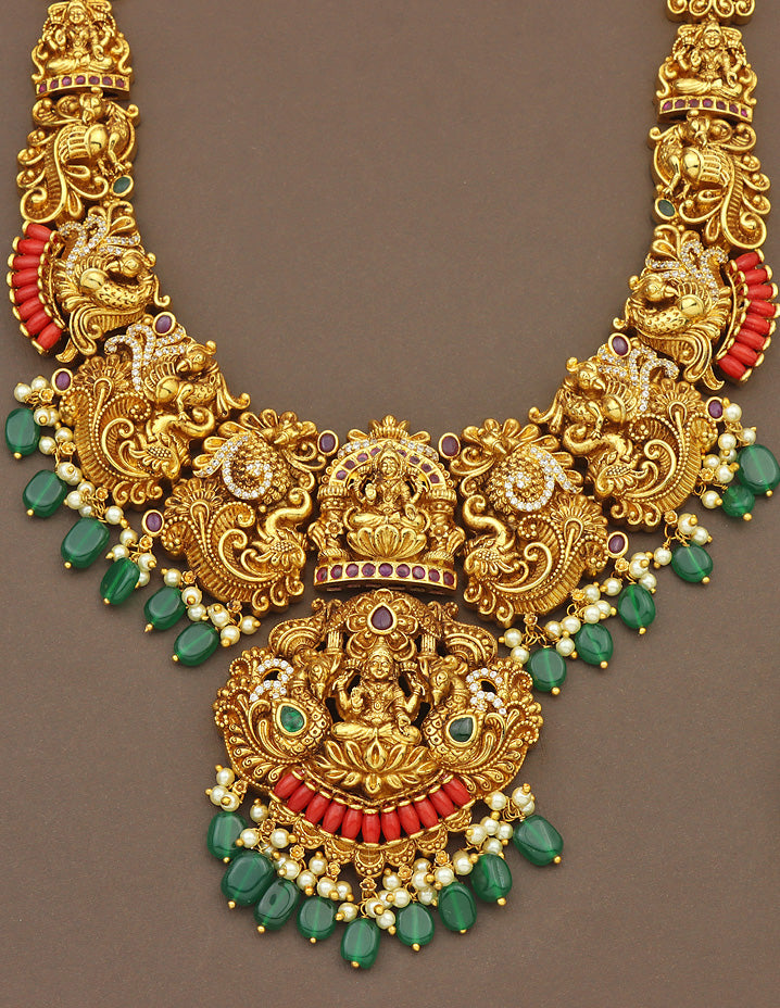 Designer Matt Ruby Kempu Long Haaram Set