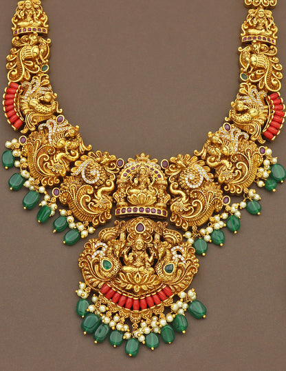 Designer Matt Ruby Kempu Long Haaram Set