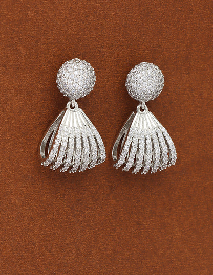 Zirconia Rhodhium Polish Dangler Earrings