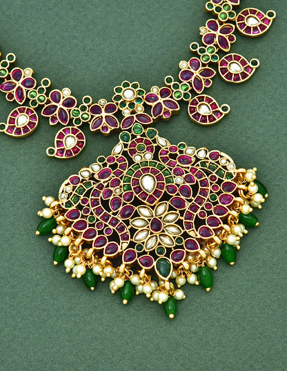 Floral Designer Mango Kempu Necklace Set