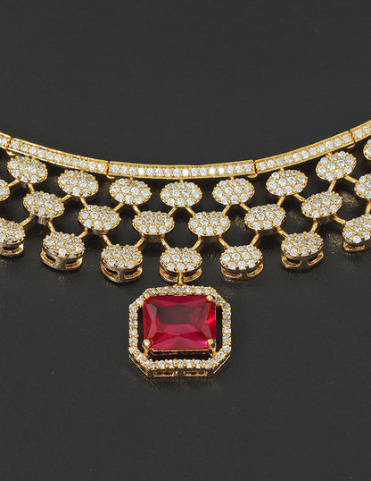 Designer Gold Polish Zirconia Necklace Set