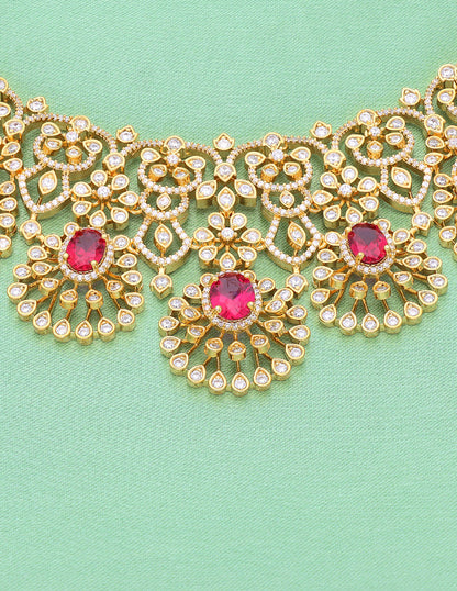 Designer Floral Pattern Zirconia Necklace Set
