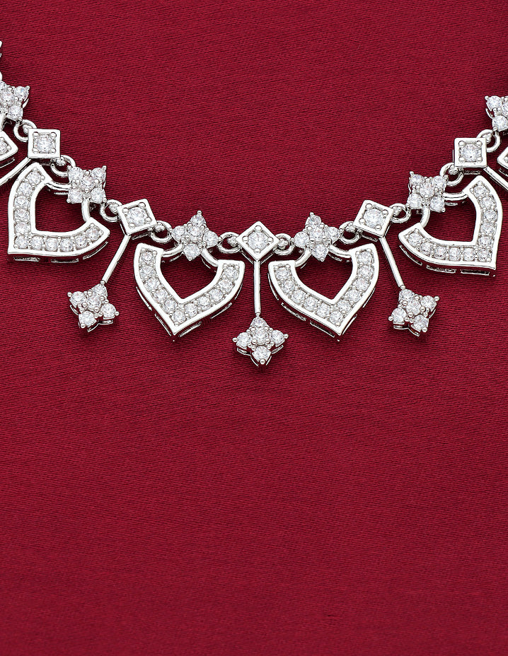 Designer Zirconia Rhodium Necklace Set