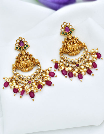 kempu Chandbali Designer Earrings