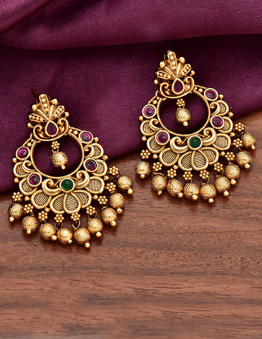 Designer Kempu Chandbali Earrings