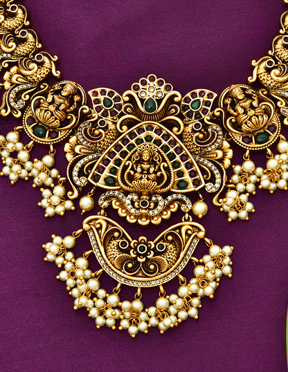 Designer Antique Lakshmi Devi  Guttapusalu Necklace Set