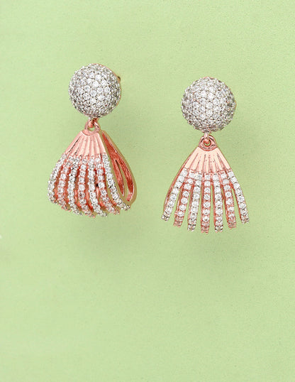 Zirconia RoseWhite Polish Dangler Earrings
