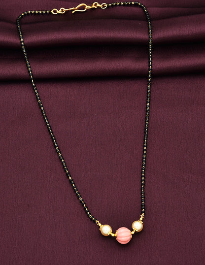 Designer Peach Black Beads