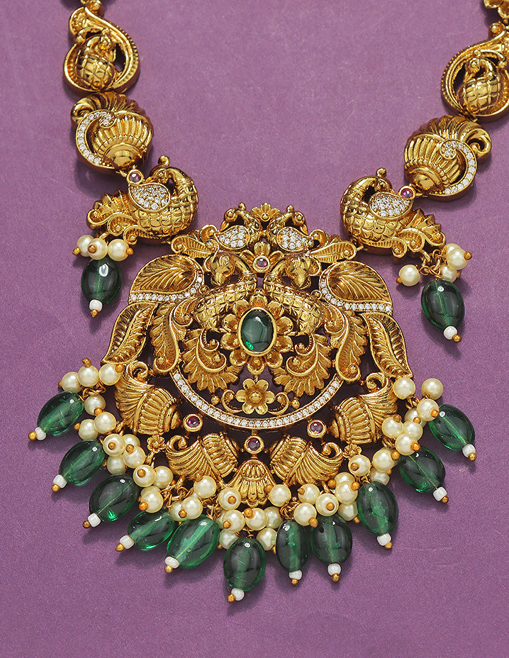 Designer Elegant Matt Kempu Necklace Set