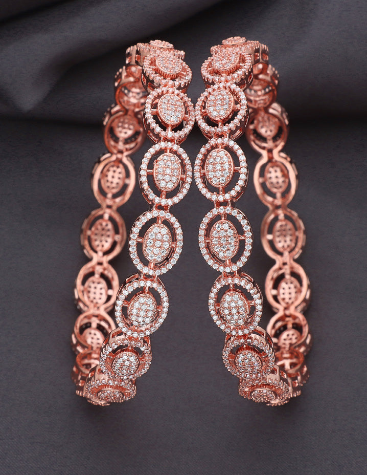 CZ Zircon Studded Golden Bangle Bracelet – Neshe Fashion Jewelry