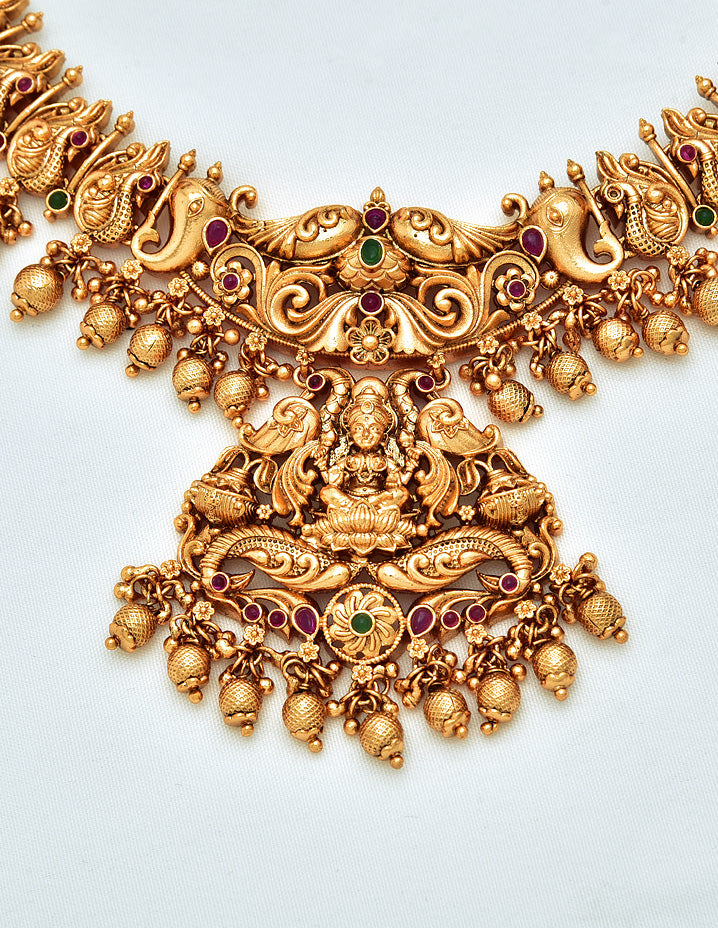 Antique Kempu Long Necklace Set