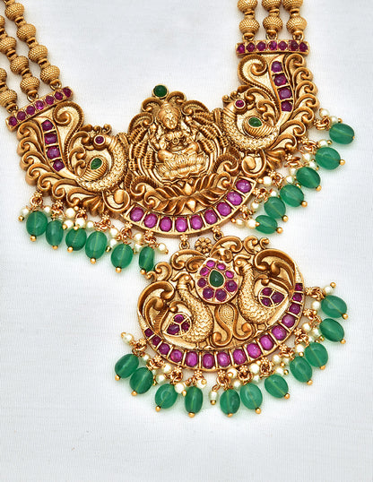 Antique 3 Ball Chain Lakshmi Devi Long Haaram