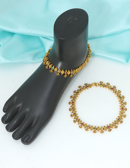 Peacock Charm Antique Kemp Traditional Kempu Anklets