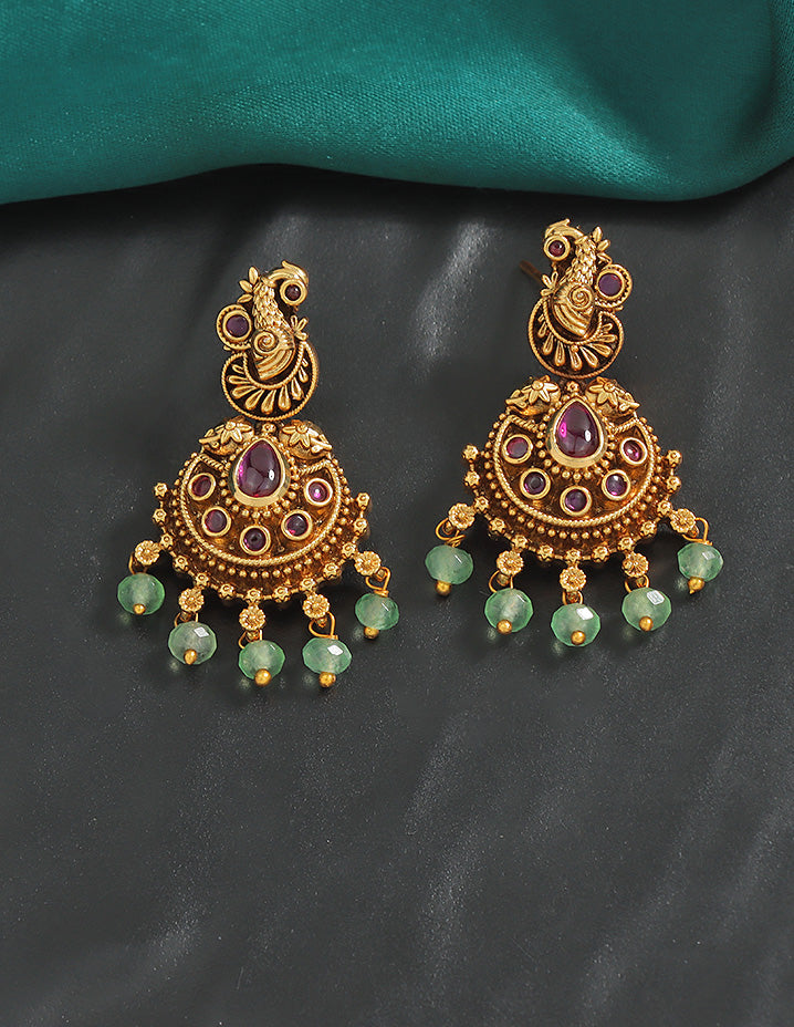 Designer Regal Temple Heritage Kempu Necklace Set