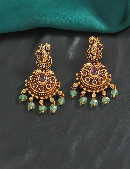 Designer Regal Temple Heritage Kempu Necklace Set