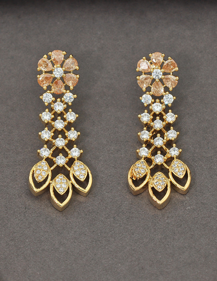 Designer Gold Polish Champagne Zirconia Necklace Set