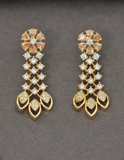 Designer Gold Polish Champagne Zirconia Necklace Set