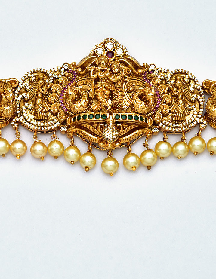 Antique Kempu Murali Krishna Design Chain Vaddanam
