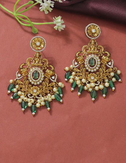 Designer Radiant Emerald Matt Kempu Necklace Set
