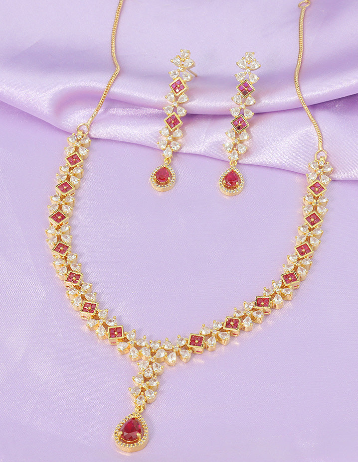 Designer Gold Polish Zirconia Necklace Set