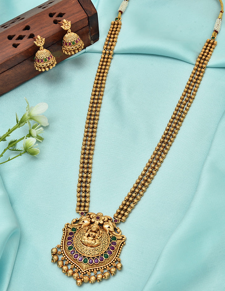 Designer Matt Kempu Lakshmi Devi Long Haaram Set