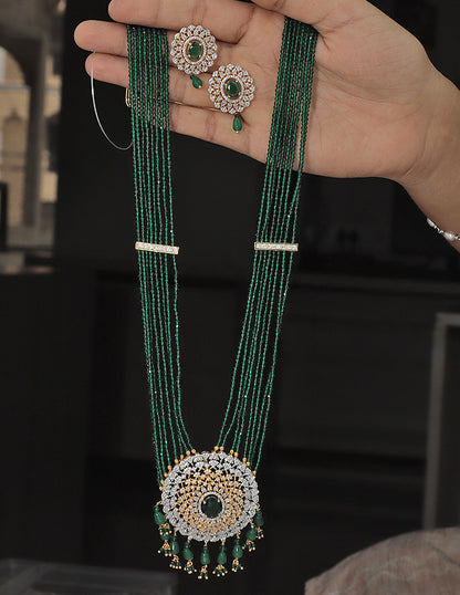 Designer Zirconia Emerald Radiance Beads Mala