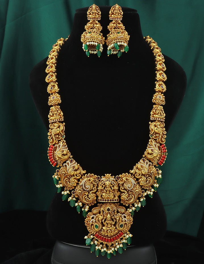 Designer Matt Ruby Kempu Long Haaram Set