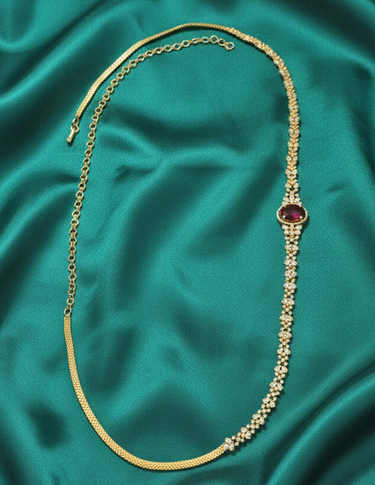 Designer Gold Polish Zirconia Chain Vaddanam
