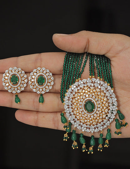 Designer Zirconia Emerald Radiance Beads Mala