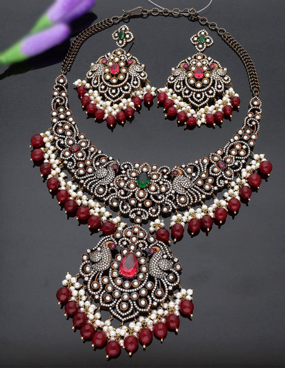 Victorian Ruby And Emerald Necklace set