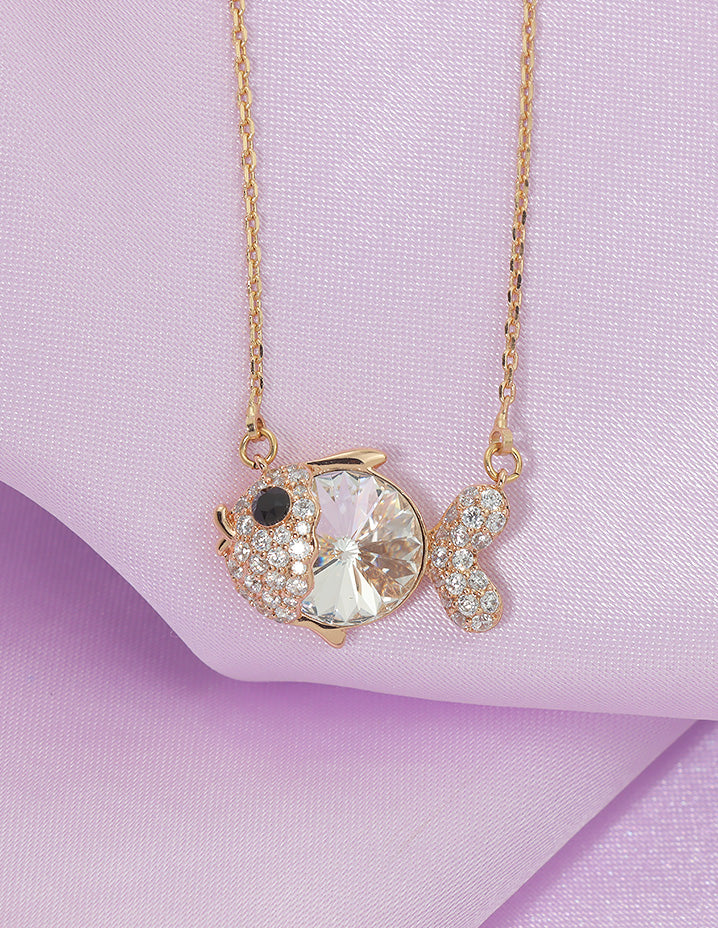 Fish Chain Designer Swarovski Crystal Sparkle Fish Chain Pendant – Violet & Purple ...