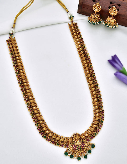 Antique Kempu Long Necklace Set