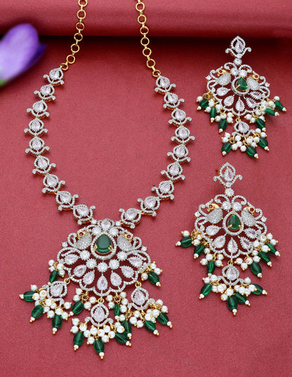 Zirconia Ganga Jamuna Polish Wedding Necklace Set