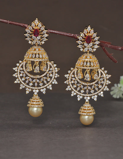 Designer Zirconia Royal Ruby Jhumka